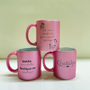 Caneca Glitter Rosa - Kit c/3 und